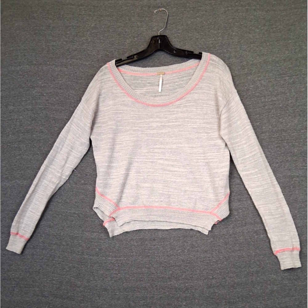 Free People Womens Sweater Small Gray Alpaca Linen Beach Coastal Resort Light